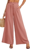Heymoments Womens High Waisted Wide Leg Palazzo Trousers with Pockets Long High waisted wide leg palazzo, 100% polyester crinkle ice silk, deep side pockets, summer beach vacation lounge