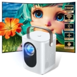 HiResPix Mini Projector 1080P Full HD WiFi6 Bluetooth 5.2 Electric Focus with 4P Keystone – White T3