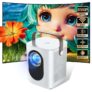 HiResPix Mini Projector 1080P Full HD WiFi6 Bluetooth 5.2 Electric Focus with 4P Keystone – White T3