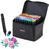 Hibisaws 80 Colours Alcohol Markers, Twin Tip Marker Pens, Felt Tip Colouring Pens Set for Adults, Kids and Artists, for Painting, Colouring and Sketching