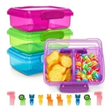 Hiceeden 4-Pack 18oz 2-Compartment Snack Containers with Lids