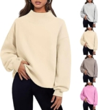 High Neck Sweatshirts for Women UK Elegant Pullover Plus Size Jumper S-5XL Oversized Ladies Sweatshirt Airport Outfit Winter Long Sleeve Tops with Pockets