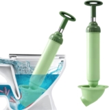 High Pressure Toilet Plunger, Air Power Drain Clog Remover Tool, Powerful Suction Toilet Plunger Unclog, Sink Curved Drain Unblocker, for Toilet, Bathtub, Sink (Green)
