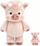 Highland Cow Plush Stuffed Animal, 18 inch (Pink) Soft Fluffy Furry Plush with Gentle Expression, for Emotional Support & Stress Relief, Birthday Gift for Adults