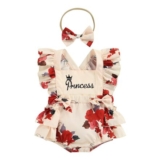 Himllauen 2-Piece Apricot Summer Romper Set with Headband
