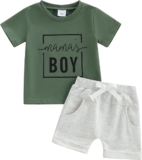 Himllauen Infant Baby Boys Shorts Set Short Sleeve Crew Neck T-shirt Elastic Waist Shorts Summer Outfit for Newborn Toddler