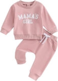 Himllauen Infant Baby Girls Letter Print Casual Outfits Toddler Long Sleeve Sweatshirt Tops Elastic Waist Pants 2 Pcs Newborn Girl Autumn Cute Sets