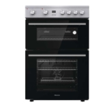 Hisense HDE3211BXUK 60cm Electric Cooker with Ceramic Hob – Brushed stainless steel -A/A Rated Double Oven Energy Class A