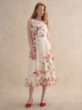 Hobbs Carly Floral Midi Dress, Cream/Multi