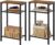 Hoctieon 2-Set 3 Tier End Table, Telephone Table Set of 2, Tall Side Table with Storage Set of 2, Small Nightstand for Small Spaces, Metal Frame, Rustic Brown