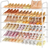 Hoctieon 5 Tier Mesh Style Shoe Rack, Entryway Shoe Shelf, Shoe Storage Organizer, Shoe Rack for Closet, Space Save for Bathroom, Garage, Hallway, Bedroom, Living Room, White