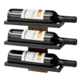 Hoctieon Wall-Mounted 3-Bottle Wine Rack, Rustic Brown