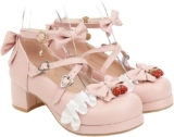 Holibanna Women Shoes Pink Princess Single Shoes Bowknot Decoration