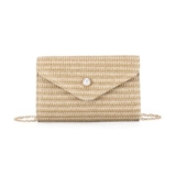 HomKuch Womens Straw Clutch with Pearl Decoration, Crossbody Bag
