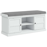 Homcom Shoe Bench with Seat, Shoe Storage Bench with Cushion, 2 Cabinets and Adjustable Shelf for Entryway, Hallway, Living Room, Bedroom.
