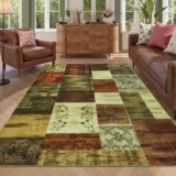 Homcomodar Vintage Rugs Living Room 120x170cm Boho Rugs for Bedroom Brown Non Slip Rug Low Pile Area Rug Soft Carpets for Living Room Kids Nursery Office Dining Study Decor