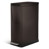 Home Zone Living 12 Gallon Slim Kitchen Trash Can with Slow Close Lid, Stainless Steel, Black