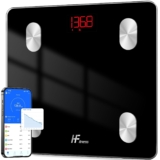 HomeFashion HFitness Smart Bathroom Scales for Body Weight, Bluetooth Body Fat Scale with 19 Body Composition Metrics, Digital Weighing Scale, BMI, Muscle Mass, Bone Mass, iOS & Android App Black