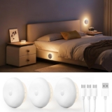 Homelist Motion Sensor Lights Indoor, Soft Indirect Diffused 1500mAh Rechargeable Bedside Lamp with 3 Colour & Dimming, Night Lights for Stairs, Bedroom, Hallway, Bathroom, Seniors, Kids, 3 Pack