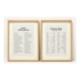 Homescapes Affirmations, Framed With Glass, Wall Art, 30 x 40 cm, Set Of 2
