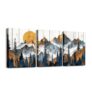 Homewish Mountain Framed Canvas Wall Art Set, Country Woodcut Style
