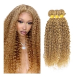 Honey Blonde Water Wave Virgin Human Hair Bundles 28-32in