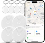 Hongtop Tracker 4 Pack,Key Finder Works with Find My App (iOS Only),Bluetooth Tracker Tag for Keys, Luggage,Suitcases and Pets, Loud Beep,Worldwide Tracking,Replaceable Battery (4)