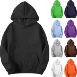 Hoodies for Men UK 2026 Pullover Round Neck Long Sleeve Solid Sweatshirt with Hood Casual Fit Lightweight Hoodies wiht Pocket Holiday Plus Size Going Out Tops Sports Running Sweatshirts Fall Winter