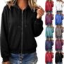Hoodies for Women UK Hooded Jacket Zip Up Hoody Sweatshirt Long Sleeve Tops