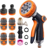 Hose Pipe Spray Gun Garden Hose Spray Gun 8 Shower Spray Patterns High-Pressure Hose Nozzle Hose Pipe Connectors and Fittings Watering for Terraces/Courtyards/Gardens/Car Cleaning