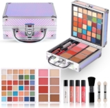 Hot Sugar 49-Piece Makeup Kit, All in One Cosmetics Set with 36 Eyeshadows and Brushes, Complete Beauty Gift Box with Travel Case (Purple)