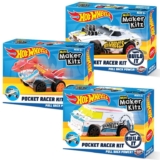 Hot Wheels Build & Race Pull Back Cars Pocket Racer, 3 Pack