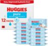 Huggies Pure Plastic Free Baby Wipes – Pack of 12 (576 Wipes) 99% Water Wet Wipes, Fragrance Free, Hypoallergenic, Better Cleaning, Soft and Gentle on Babies Delicate Skin