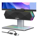 Hupoaf PC Clip-on Monitor Speakers with RGB Lights, 10W Stereo