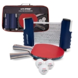 Hy-Pro Table Tennis Set 2 or 4 Person Portable Ping Pong Set with Retractable Net, Bats, Balls & Carry Case, Quick Setup