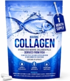 Hydrolyzed Fish Collagen Marine Capsules Skin, Joint Health Support Supplement 5000mg, 30 Capsules Pure Fish Collagen for Healthy Skin, Hair, Nails, and Joints Made in the UK