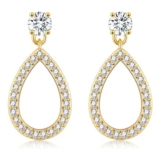 Hypoallergenic Gold Dangle Earrings with CZ Teardrops