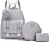 I IHAYNER Mini Backpack for Teen Girls 3PCS Cute Fashion Backpack Purse Small Travel Daypacks with Pompom Shoulder Bag for Women