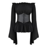 IMEKIS Women Renaissance Medieval Blouse with Waist Belt
