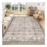 IMIYOKU 120x170cm Boho Beige Rug, Machine-Washable, Non-Slip