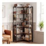 IRONCK 6-Tier L-Shaped Corner Bookshelf with Adjustable Feet