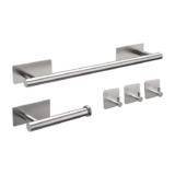 Ibergrif 5pcs Bathroom Hardware Set Bath Accessory Kit Towel Rail Wall Hooks Toilet Paper Holder Wall Mounted and Towel Hooks