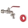 Ibergrif M22202 Garden Tap with Connector, G3/4 Inch Inlet and G1/2 Inch Outlet Outdoor Taps, Antifreeze -10 , High Temp Resistance 120