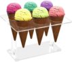 Ice Cream Cone Holder, 6 Holes Clear Waffle Cone Holder Stand, Cupcake Stand, Acrylic Snack Display Stand for Wedding, Baby Shower, Birthday Party, Anniversary, Christmas