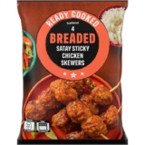 Iceland Ready Cooked 4 Breaded Satay Sticky Chicken Skewers 340g ( Online Exclusive / Frozen / BBQ )