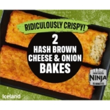 Iceland Ridiculously Crispy 2 Hash Brown Cheese & Onion Bakes 260g – Online Exclusive
