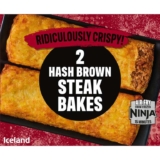 Iceland Ridiculously Crispy 2 Hash Brown Steak Bakes/Cheese & Onion Bakes 260g