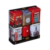 Iconic London Sights 6x Tea Tins with Fine English Breakfast Loose Leaf Tea