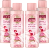 Imperial Leather Pampering Mallow & Rose Milk Bath Soak, Rich Indulgent Lather & Long Lasting Luxury Fragrance, Vegan & Cruelty Free 4 x 500ml