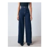 Indigo Blue High Rise Flexi Fit Stretch Pull on Wide Leg Jeans